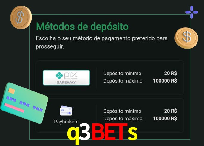 O cassino q3bets oferece uma grande variedade de métodos de pagamento